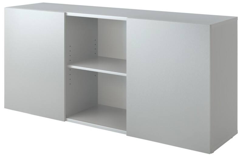 Hammerbacher Schiebetürenschrank Spanplatte 1 Fachboden abschließbar 1.600 x 420 x 748 mm Grau, Silber