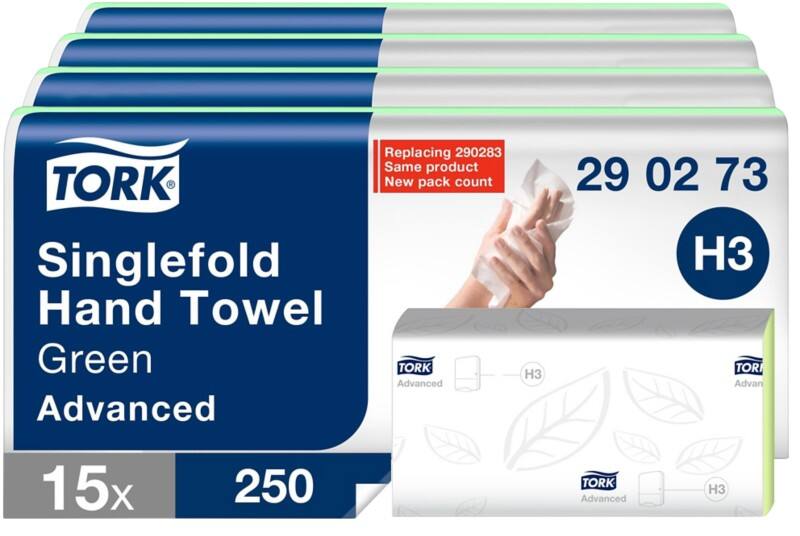 Tork Advanced  Papierhandtücher H3 V-falz (zick-zack) Grün 2-lagig 290273 15 Stück à 250 Blatt