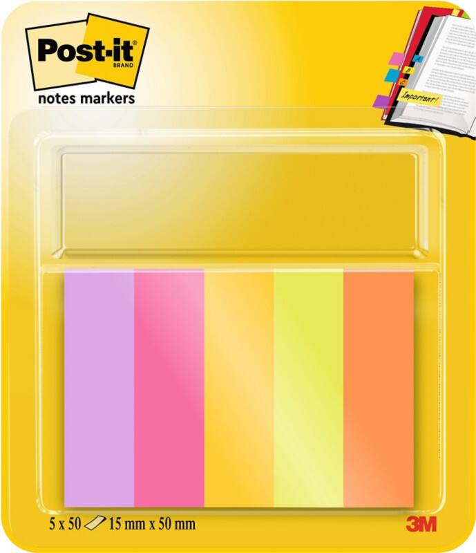 Post-it Energetic Index-Haftstreifen 1,5 x 5 cm Farbig Sortiert 5 Stück à 50 Streifen