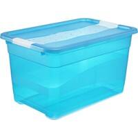 Keeeper Aufbewahrungsbox mit Deckel Cornelia 52 L Blau Transparent Polypropylen 39,5 (B) x 59,5 (T) x 34 (H) cm