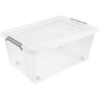 Keeeper Aufbewahrungsbox mit Deckel und Rollen Lars 40 L Grau, Transparent Polypropylen 39 (B) x 58 (T) x 25 (H) cm