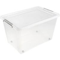 Keeeper Aufbewahrungsbox mit Deckel und Rollen Lars 60 L Grau, Transparent Polypropylen 39 (B) x 58 (T) x 35 (H) cm