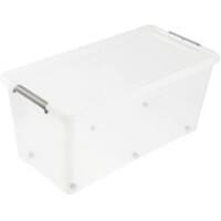 Keeeper Aufbewahrungsbox mit Deckel und Rollen Lars 75 L Grau, Transparent Polypropylen 39 (B) x 76 (T) x 35 (H) cm