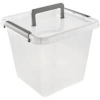 Keeeper Aufbewahrungsbox mit Deckel und Griff Larissa 13 L Grau, Transparent Polypropylen 29 (B) x 29 (T) x 26 (H) cm