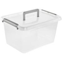 Keeeper Aufbewahrungsbox mit Deckel und Griff Larissa 15.5 L Grau, Transparent Polypropylen 29 (B) x 39 (T) x 21,5 (H) cm