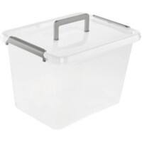Keeeper Aufbewahrungsbox mit Deckel und Griff Larissa 19 L Grau, Transparent Polypropylen 29 (B) x 39 (T) x 26 (H) cm