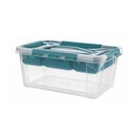 Keeeper Aufbewahrungsbox mit Deckel und Griff Hubert & Hilda 10 L Aqua Blau, Transparent Polypropylen 39 (B) x 29 (T) x 12,4 (H) cm