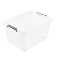 Keeeper Aufbewahrungsbox mit Deckel und Rollen Lars 61 L Grau, Transparent Polypropylen 57 (B) x 76 (T) x 18 (H) cm