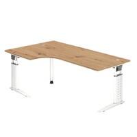 Hammerbacher Schreibtisch US82 Eiche, Weiß 2.000 x 800 x 680 x 680 - 860 mm