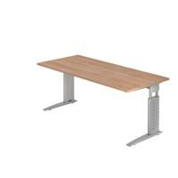Hammerbacher Schreibtisch US19 Walnuss, Silber 1.800 x 800 x 680 x 680 - 860 mm