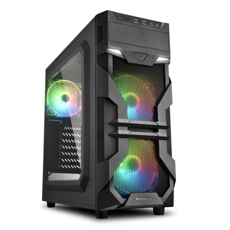 Sharkoon Computergehäuse VG7-W Midi Tower Gehärtetes Glas Schwarz