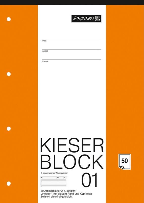 BRUNNEN LIN1 Notizblock DIN A4 Liniert Geleimt Papier Nicht perforiert 50 Blatt