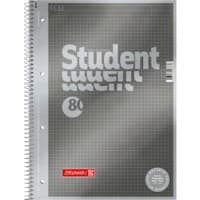 BRUNNEN Premium Student Collegeblock Spiralbindung DIN A4 Kariert Anthrazit 80 Blatt