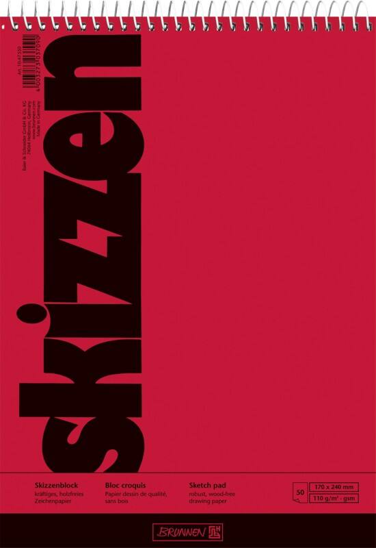 BRUNNEN Skizzenblock 110 g/m² Spezial Matt Rot