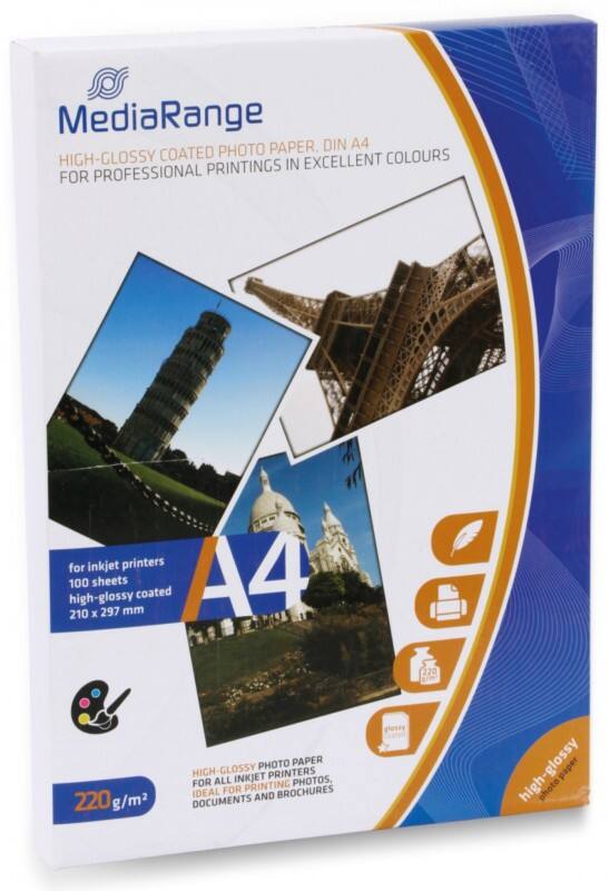 MediaRange Inkjet Fotopapier Glänzend DIN A4 220 g/m² Weiß