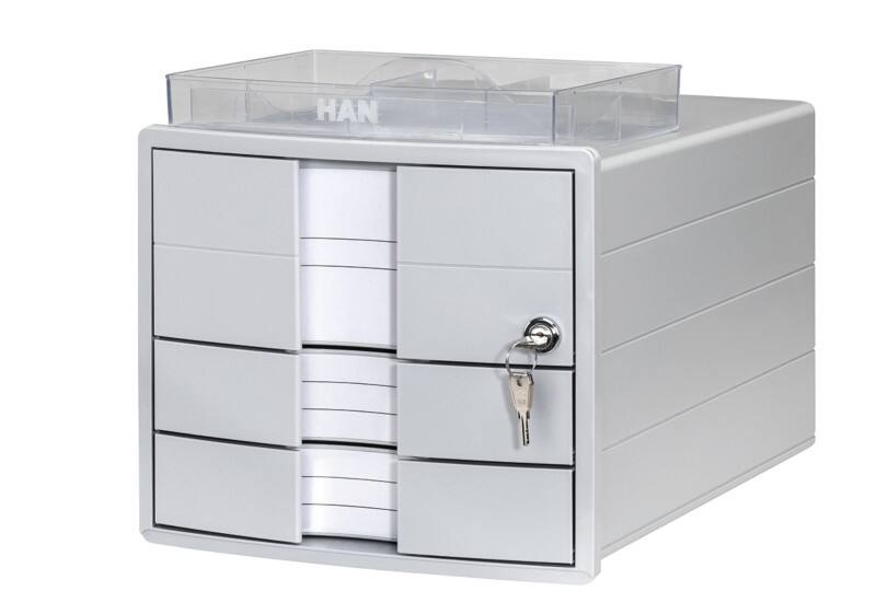 HAN Impuls Schubladenbox PS (Polystyrol) Grau 3 Schübe 28 x 36,7 x 23,5 cm A4