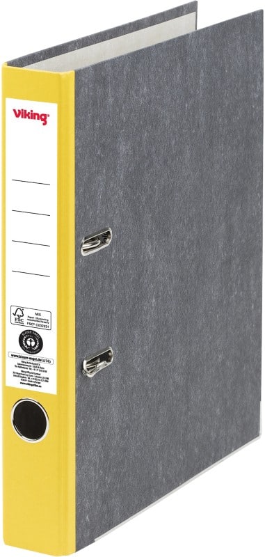 Viking Schmal Ordner A4 50 mm Gelb, Schwarz 2 Ringe Pappkarton, PP (Polypropylen) Matt Recycled
