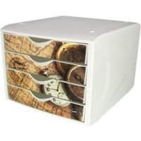 helit Schubladenbox mit 4 Schubladen Weiß, Mehrfarbig 26,2 cm