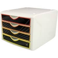 helit Schubladenbox mit 4 Schubladen Weiß, Mehrfarbig 26,2 cm