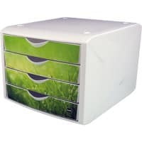 helit Schubladenbox mit 4 Schubladen Weiß, Grün 26,2 cm