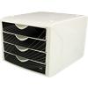 helit Schubladenbox mit 4 Schubladen Kunststoff Weiß , Schwarz 26.2 x 33 x 21.2 cm