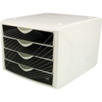 helit Schubladenbox mit 4 Schubladen Kunststoff Weiß , Schwarz 26.2 x 33 x 21.2 cm