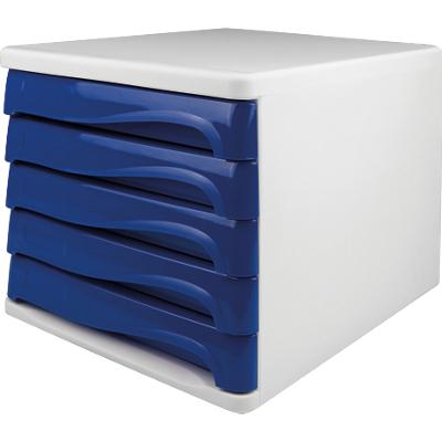 helit Schubladenbox Blau, Weiß 5 Schübe 26,8 cm 4 Stück