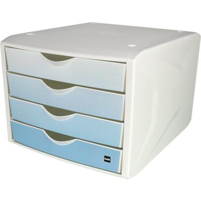 helit Schubladenbox mit 4 Schubladen Weiß, Hellblau 26,2 cm