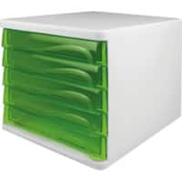 helit Schubladenbox mit 5 Schubladen Grün, Weiß 26,8 cm 4 Stück