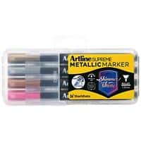 Artline Supreme Metallic 0679200 Metallic-Farben Permanent Marker Gold, Bronze, Pink, Grün 4er Packung