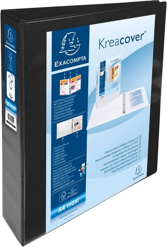 Exacompta Ringbuch PP (Polypropylen) DIN A4+ 4 Ringe 40 mm Schwarz