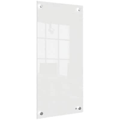 Nobo Kleine Wandmontierbare Whiteboard-Tafel 1915603 Trocken Abwischbar Glasoberfläche Rahmenlos 300 x 600 mm Weiß