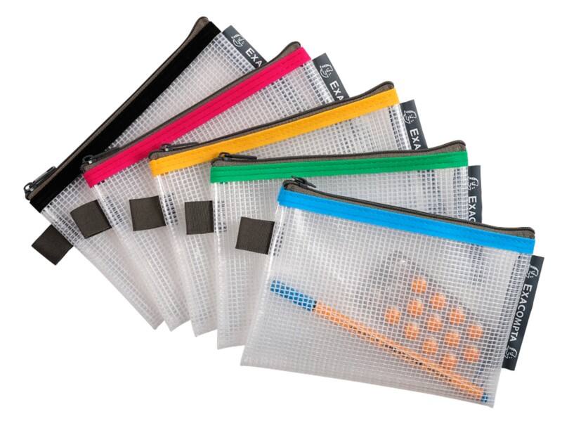 Exacompta Reißverschlusstasche 34120E Reißverschluss PP (Polypropylen), EVA (Ethylen-Vinylacetat) 17 (B)0,4 (T)12 (H) cm Farbig Sortiert 10 Stück