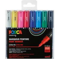 POSCA PC-1MC Farbmarker Kalligraphie Färbig sortiert 8 Stück