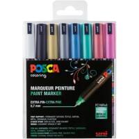 POSCA PC-1MR Farbmarker Metallic Kalligraphie Färbig sortiert 8 Stück
