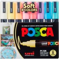 POSCA Farbmarker Pastell PC-5M Kalligraphie Färbig sortiert 8 Stück