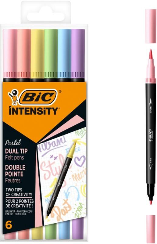 BIC Intensity Dual Pastel Permanent Filzstift Farbig sortiert Fein Filzspitze 0.7 mm  6 Stück