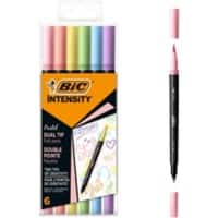BIC Intensity Dual Pastel Permanent Filzstift Farbig sortiert Fein Filzspitze 0.7 mm  6 Stück