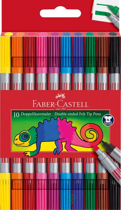 Faber-Castell Doppel Nicht-permanent Faserschreiber Färbig sortiert Filzspitze 1,3 - 5 mm 10 Stück