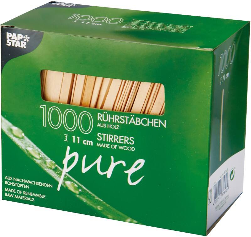 Papstar Rührstäbchen Pure Holz 110 mm 1000 Stück