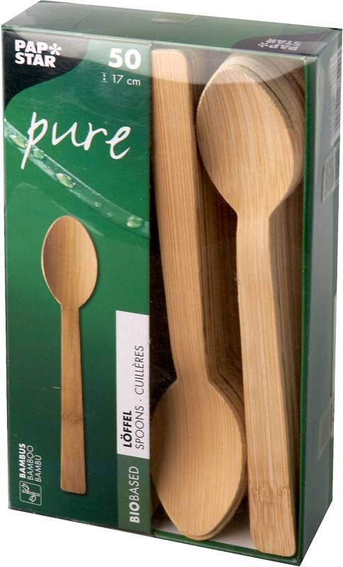 PAPSTAR pure Bambuslöffel Bambus Naturfarben 88029 50 Stück