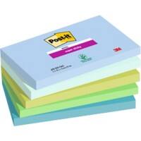 Post-it Super Haftnotizen 76 x 127 mm Blau, Grün Rechteckig Einfarbig 5 Blöcke mit 90 Blatt