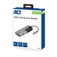 ACT USB-C Hub, mit 3x USB-A, Kartenleser, USB-C PD Pass-Through 60W