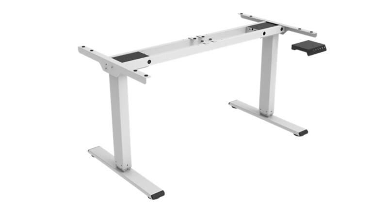 euroseats Economy Sitz-Stehschreibtischgestell Rechteckig Weiß T-Fuß 800 mm (T) x 1.250 mm (H) Metall