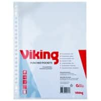 Viking Prospekthüllen A4 Glasklar Transparent 110 Mikron PP (Polypropylen) Oben 23 Löcher 25 Stück