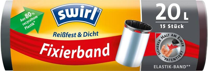 Swirl Fixierband Müllbeutel 20 L  Schwarz 15 Stück