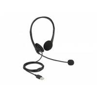 DeLOCK Verkabelt Stereo Headset Kopfbügel USB  Schwarz