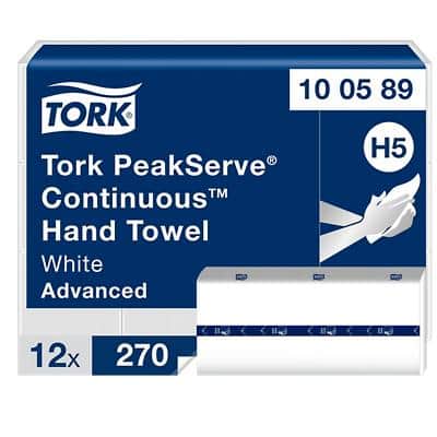 Tork Peakserve Papierhandtücher Weiß H5 2-lagig 20,1 x 22,5 cm 12 Stück à 270 Blatt