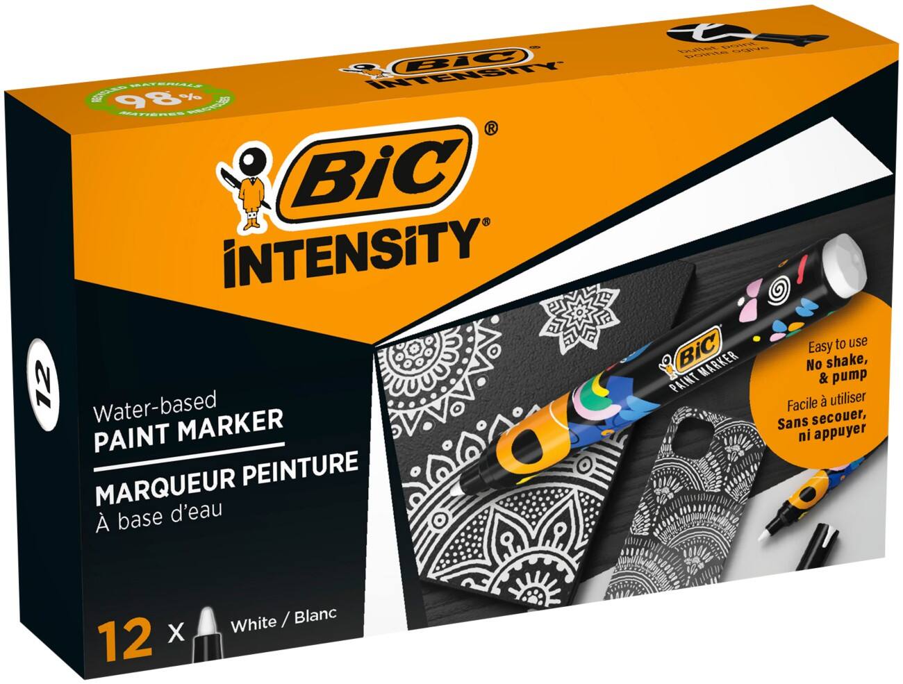 BIC Permanenter Lackmarker Weiß Mittelere Spitze Kegelförmig 2,3 mm 12 Stück
