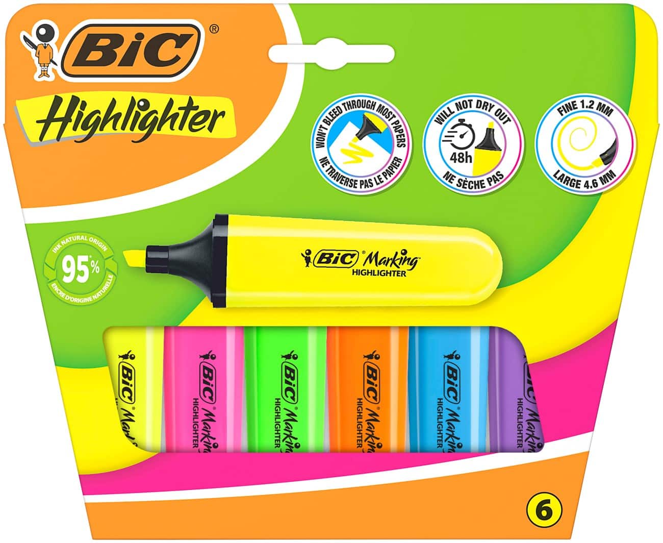 BIC Textmarker Gemischt Medium Keilspitze 1,2 mm 6 Stück